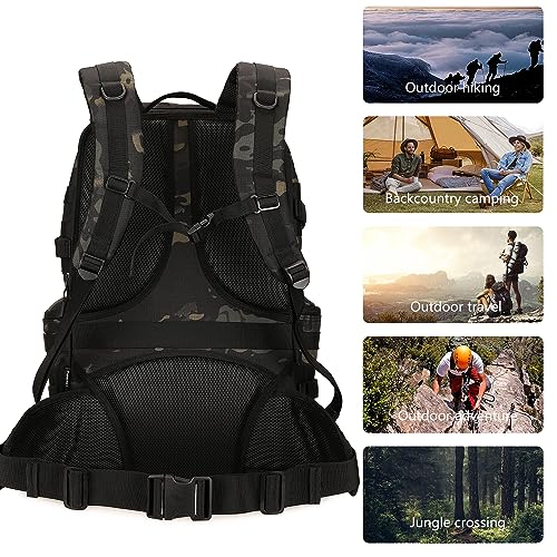 KXBUNQD 50L Military Tactical Backpack Hiking Waterproof Backpack Large Military Pack 3 Day Assault Pack Molle Bag Rucksack