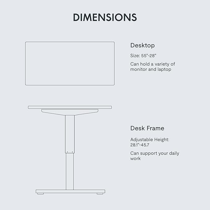 FLEXISPOT EN1 One-Piece Standing Desk with 1-Inch Thick Desktop, 55"x28" Electric Height Adjustable Desk for Home Office & Multi-Device Workstations, White(Silver Frame)