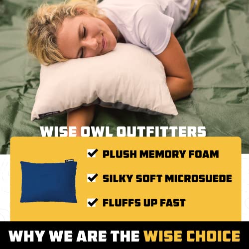 Wise Owl Outfitters Camping Pillow – Memory Foam Travel Pillow for Airplane Sleeping, Hiking, Backpacking & Outdoor Use - ...