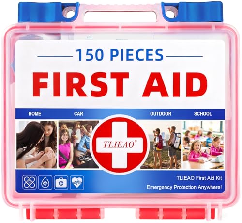 TLIEAO Mini First Aid Kit - 150 Pieces Emergency Medical Kit for Home, Car, Travel, Camping, Truck, Hiking, Sports, Offic...