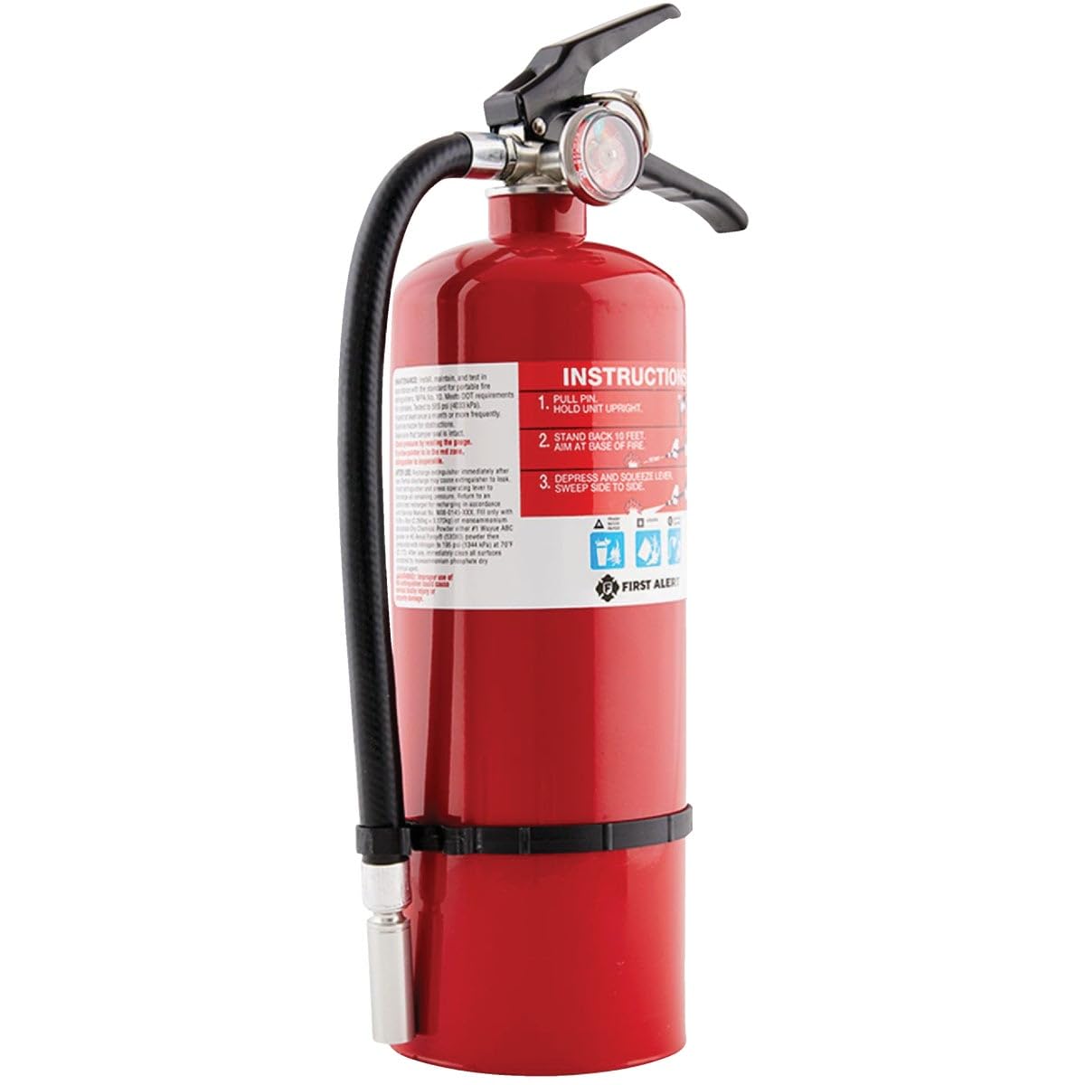 FIRST ALERT PRO5 Rechargeable Heavy Duty Fire Extinguisher, UL RATED 3-A:40-B:C, Red, 1-Pack