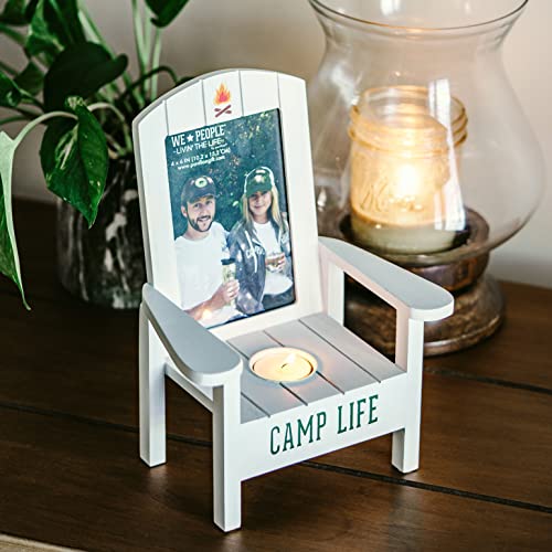 Pavilion - Camp Life - Adirondack Chair 4" x 6" Vertical Picture Frame Tea Light Candle Holder - Camper RV Cabin Camping D...