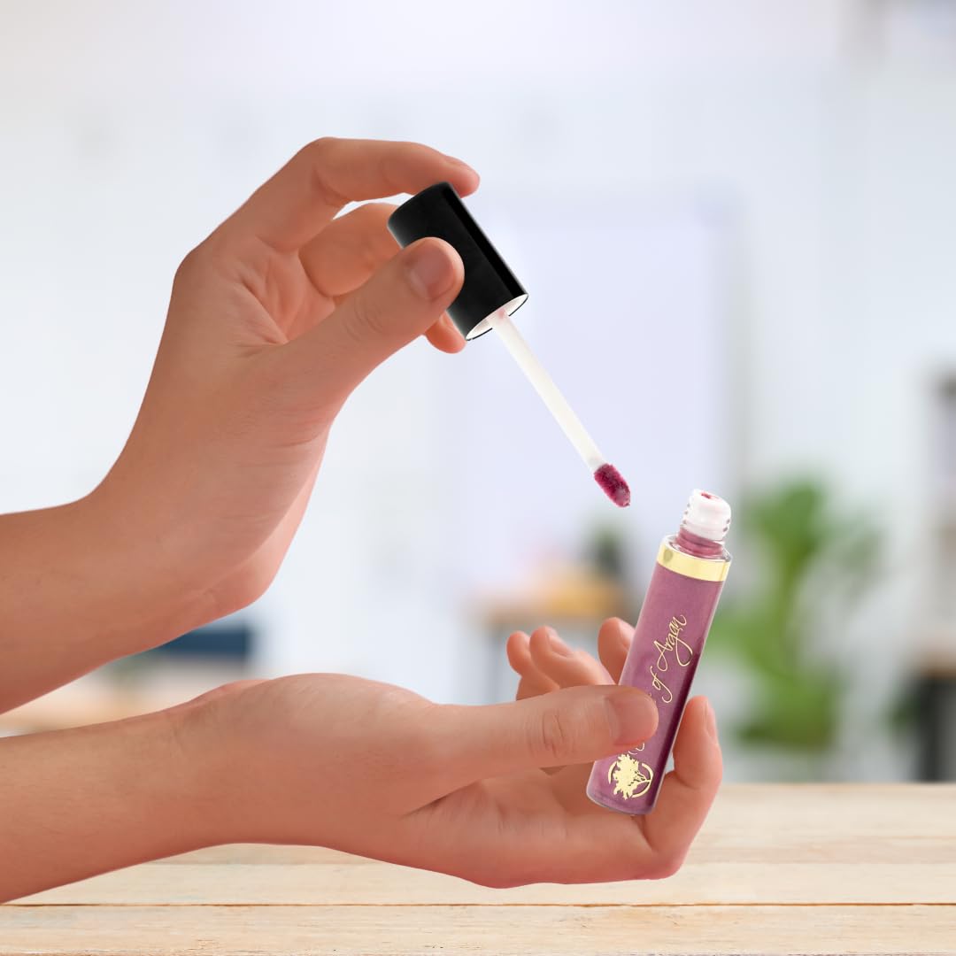 Essence Of Argan Passion Plum Lip Gloss with Moroccan Argan Oil to Moisturize and Plump your Lips - Lip Care to Eliminate Drynes