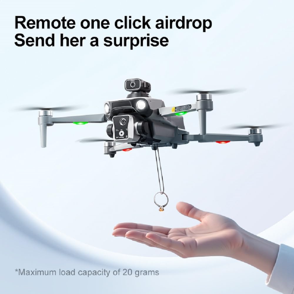 K19 GPS Drone with 4.5-inch Screen Controller with SD card, Unmanned Aerial Vehicle Airdrop, Brushless Motor, Optical Flow Localization, Active Obstacle Avoidance, 2 batteries.