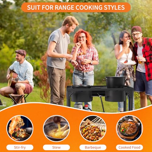 ADREAK 2 Burner Gas Stove, High Pressure Outdoor Propane Burner with Detachable Legs, 150,000 BTU Camping Stove Outdoor Bu...