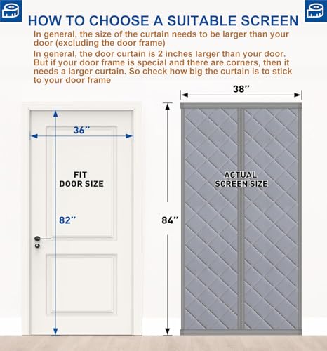 Magnetic Thermal Insulated Door Curtain Cover Block fit 36x82inch Door,Curtains Itself Size 38x84inch Cotton Thermal Curta...