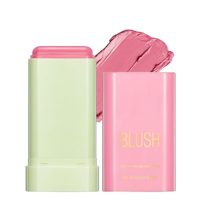 Multi-Use Makeup Blush Stick, Cream Blush Stick, Tinted Solid Moisturizer Stick for Cheek & Eyes & Lips, Waterproof Natural Nude Makeup, Suitable for All Skin (1#Shy Pink)