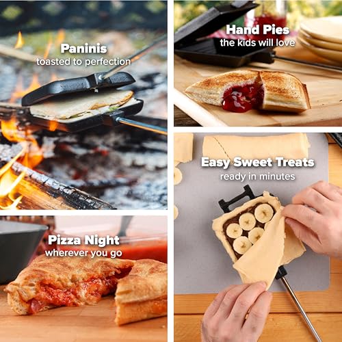 Coghlan's Cast Iron Camp Cooker - Pre-Seasoned Pie Iron Sandwich Maker with Heat-Resistant, Removable Handles, Easy-to-Cle...
