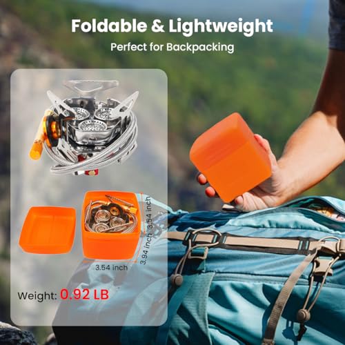 Portable Propane Camping Stove for Outdoor - GEEKHOM 6800W Windproof Gas Stove with Piezo Ignition; 2-Fuel Butane Propane ...
