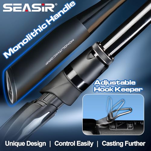 SEASIR Overcast Saltwater/Freshwater Fishing Rod, BFS Spinning Rod 6'6/7'6/8'/8'6, 2 Piece Bait Casting Rod, Black Baitcas...