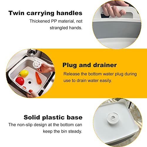 Collapsible Dish Basin & Sink Tub with Drain Plug – 2.4 Gal Baby Bottle Wash Basin, Bottle Washing Bin for RV, Camping, Ki...