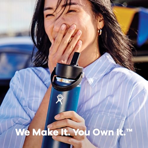 Hydro Flask Water Bottle - Insulated Stainless Steel - Wide Straw Lid, Non Spill, Leakproof in 24 Oz Aloe Green