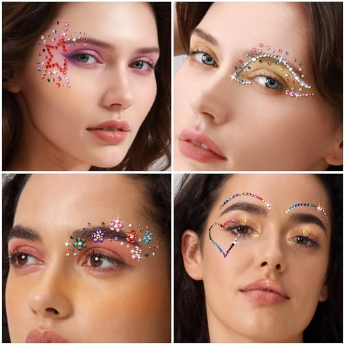 YGDZ Face Rhinestones Kit, Face Eye Gems for Makeup, Face Jewels Set with Face Makeup Glue, Nail Gems, Rhinestones for Bod...