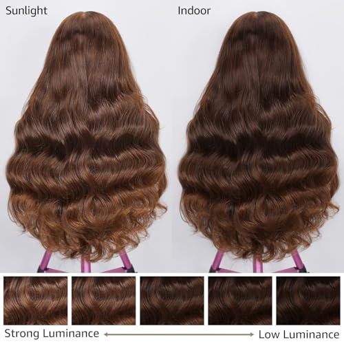 Chocolate Brown Lace Front Wig 13x6 Body Wave Lace Front Wigs Human Hair 200 Density Pre Plucked 4# Colored Wigs 22 Inch