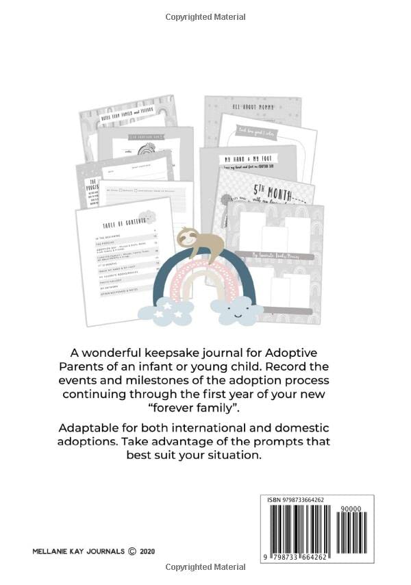 Our Adoption Memory Book: A Keepsake Baby Child Journal with Prompts for Adoptive Families | Record Book | Rainbow Sloth Theme | Hardcover