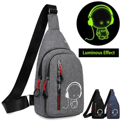 Luminous Light Crossbody Bag Single- Shoulder Backpack Adjustable Portable Men's Outdoor Hiking Sports Backpack