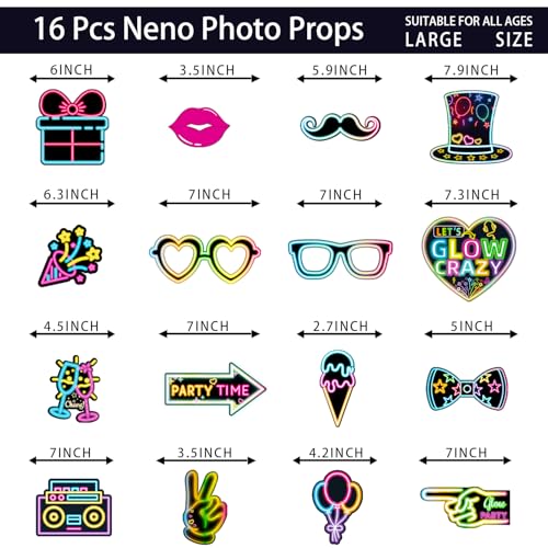 Glow in The Dark Party Supplies Photo Booth Props Neon Party Decorations Photobooth Props Let Glow Party Decorations for B...