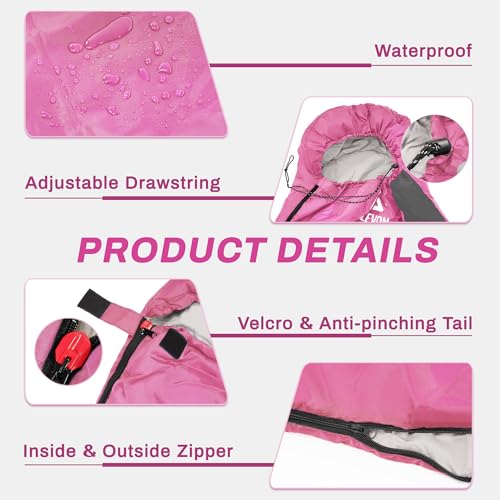 Elevon Double Sleeping Bag 2 Pillows for Adults, Queen Size XL Sleeping Bag Waterproof, Compact with Compression Sack, 2 P...