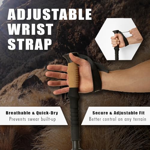 Carbon Fiber Trekking Poles - Ultralight Collapsible Hiking Poles with Cork Grip, Flip Locks, Adjustable Length, All-Terra...