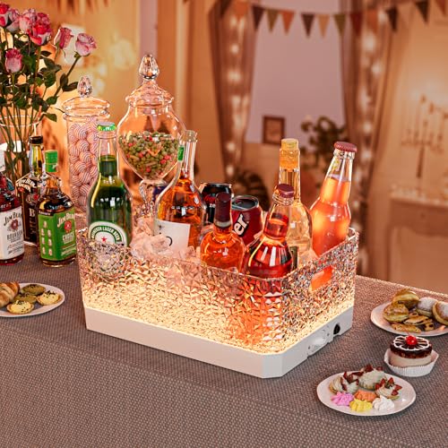 DaJi-U Plastic Ice Bucket for Parties, 15Liter / 4 Gallon Big Large Clear Beverage Tub for Champagne Beer Drink Wine Cockt...