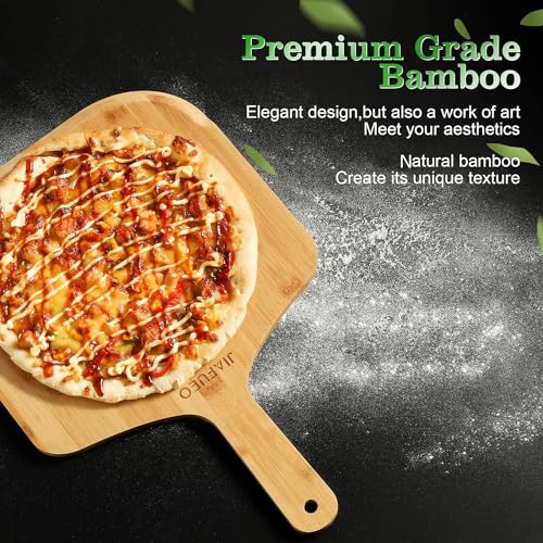 JIAFUEO Pizza Peel 12 inch, Bamboo Pizza Paddle Spatula - Wooden Serving Board, Oven Accessory for Baking Homemade, Wood C...