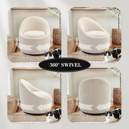 COLAMY Swivel Accent Chair, 360° Swivel Chair with Hidden Storage, Modern Small Barrel Swivel Armchair for Living Room/Bed...