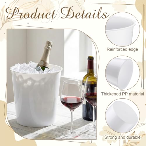 Layhit 12 Pcs 6 Liter Plastic Ice Bucket for Parties Large White Wine Bucket Bulk Portable Ice Rack Disposable Wine Cooler...