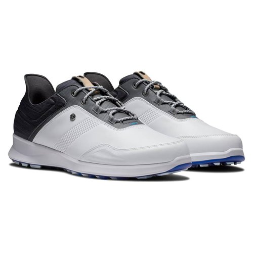 FootJoy Men's Stratos Previous Season Style Golf Shoe, White/Charcoal, 7.5 Wide
