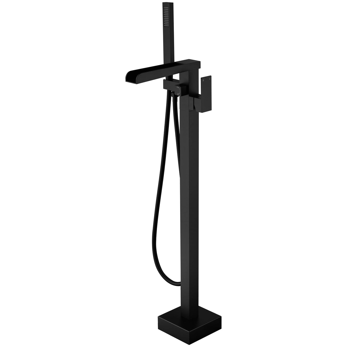Freestanding Bathtub Faucet Waterfall Tub Filler Black Floor Mount 304 stainless steel Single Handle Bathroom Faucets with Hand Shower