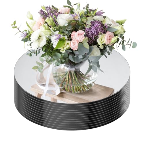 Seelenruhe 12" Round Mirrors for Centerpieces for Tables, Round Mirrors Trays Plates for Centerpieces, Wedding Decoration...
