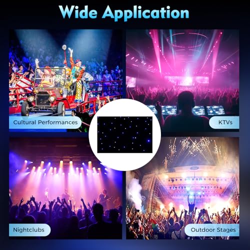 LED Star Stage Backdrop Light Curtain Backdrop 20 x 10FT Blue and White LED Star Curtain DMX Controler for Wedding Event S...
