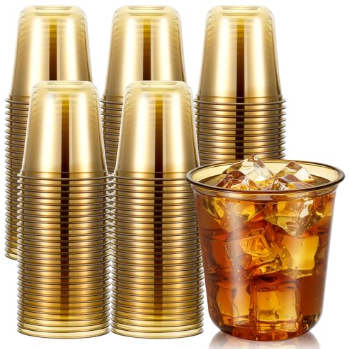 Ziliny Disposable Stemless Glasses 12oz Crystal Plastic Wine Glasses Clear Classic Pet Cup for Meeting Weddings Birthdays ...