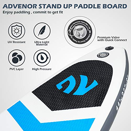 ADVENOR Paddle Board 11'x33 x6 Extra Wide Inflatable Stand Up Paddle Board with Hand Pump,Leash, Adjustable Paddle For Bas...