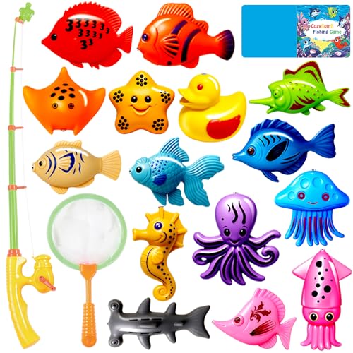 CozyBomB™ Magnetic Fishing Toys Game Set for Kids | Water Table Bathtub Kiddie Pool Party Pole Rod Net, Outdoor Plastic Fl...