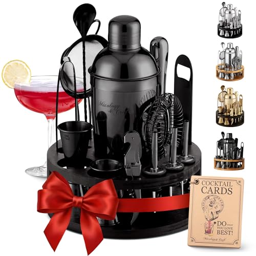 Mixology & Craft Bartender Kit – 15 Piece Cocktail Shaker Set with Bamboo Stand | Complete Cocktail Kit Gift Set | Top Bar...