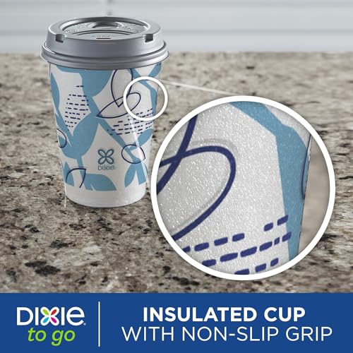 Dixie To Go Paper Coffee Cups With Lids, 12 oz, 156 ct, Disposable Insulated Paper Cups for On-The-Go Hot or Cold Beverages