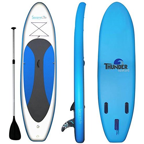 SereneLife Inflatable Stand Up Paddle Board with Premium SUP Accessories – Wide Stable Design with Non-Slip EVA Deck Pad f...