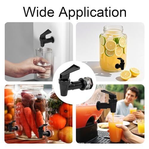 4 PCS Replacement Cooler Faucet Spigot, Leakproof Plastic Tap Set for Beverage Dispensers, Water Coolers & Jug, Black Mult...