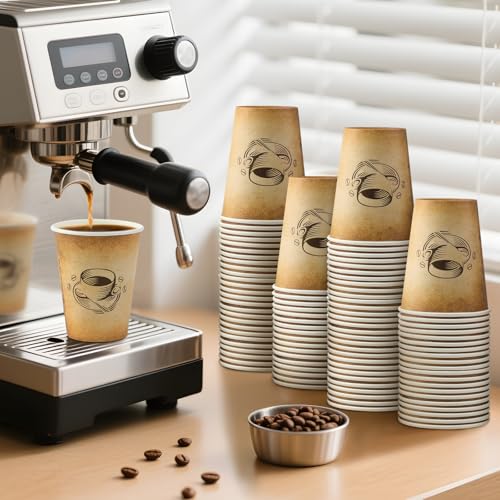Clawsoff 12 oz 1000 Pack Disposable Paper Coffee Cups, Hot/Cold Beverage 12oz Disposable Coffee Cups, Retro Design, Leak-P...