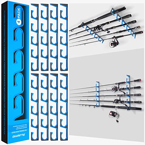 PLUSINNO H5 Horizontal Fishing Rod/Pole Holders for Garage, Wall or Ceiling Mounted Fishing Rod Rack, Aviation Aluminum Fi...