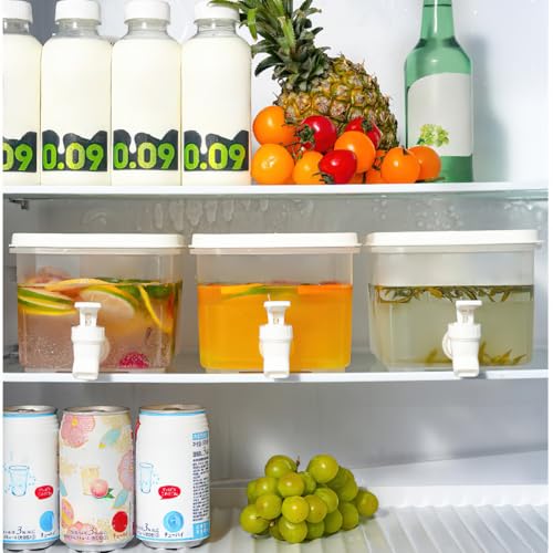 1 Gallon Beverage Drink Dispenser for Fridge, Plastic Beverage Dispenser with Spigot，Juice Container Sealed with Filter Sc...