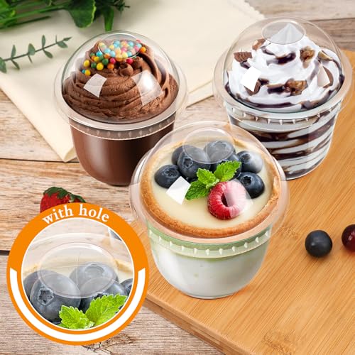tchrules 12 oz Clear Plastic Cups with Dome Lids, Disposable Cold Drink Cups for Boba Bubble Tea, Iced Coffee, Smoothies, ...