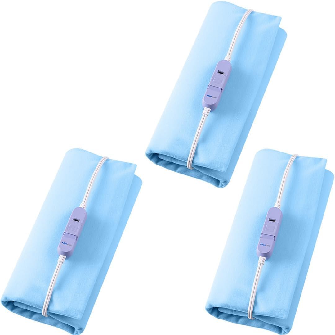 Boncare® Stay-On Small Vinyl Electric Heating Pad for Neck and Shoulders and Back Without Auto-Off, Low & High Heat Levels, Waterproof Hot Heat Pad with Washable Cover (11.5“x13.5, 3-Pack)