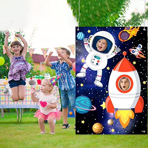 Tatuo Photo Booth Prop Outer Space Theme Party Decorations Backdrop Astronaut Face Rocket Ship Birthday Decor Supplies 59 ...