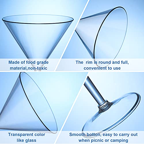 Perthlin 12 Pack Plastic Martini Glasses Bulk 10 oz Large Reusable Clear Cocktail Glasses Unbreakable Acrylic Plastic Cup ...