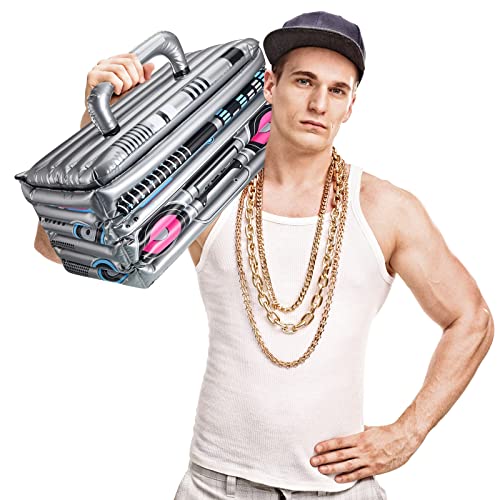 Cunhill 1 Piece Inflatable Boom Box Beverage Cooler Summer 80s 90s Theme Party Decorations Inflatable Cooler Radio Blow up...