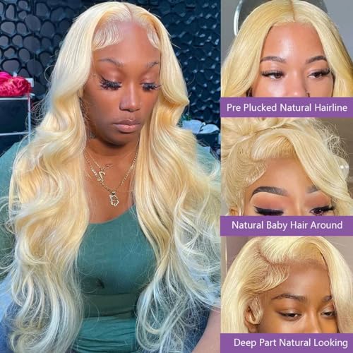 20Inch 613 Blonde Wig Human Hair 180% Density 13x6 Body Wave Lace Front Wigs Human Hair Glueless Wigs Pre Plucked With Baby Hair (20 inch, 613 Blonde Wig)