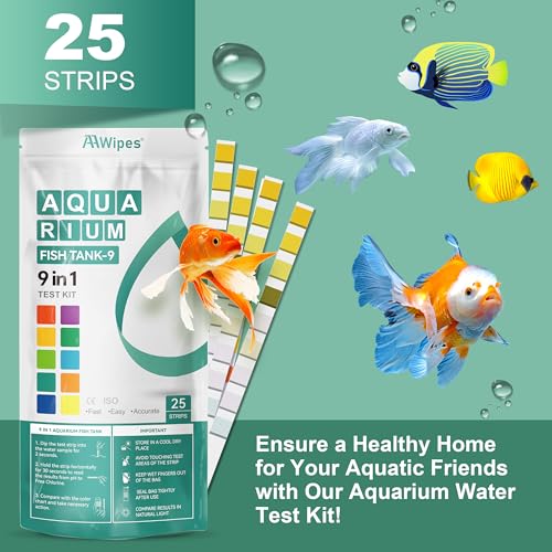 AAwipes Fish Tank Water Test Strips 9-in-1 |25 Strips | Freshwater & Saltwater Tanks Quick & Accurate Water Testing Test p...