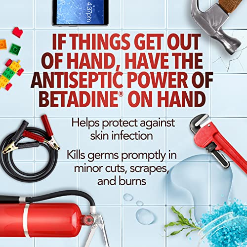 Betadine Antiseptic First Aid Solution, Povidone-iodine 10%, Infection Protection, Kills Germs In Minor Cuts Scrapes And B...