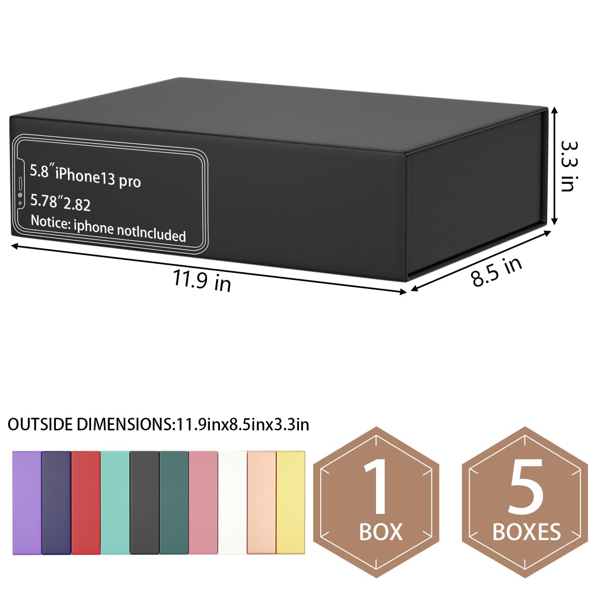 Black Gift Boxes 11.9" x 8.5" x 3.3" with Magnetic Closure Lid Gift Box for Presents,Bridesmaid Gifts Boxe,Cute Boxes,Birthday Gift Box,Luxury for Gift Packaging, Magnetic Gift Boxe for Wrapping Gifts